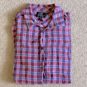 J. CREW purple plaid button-down shirt, Sz 00 (XS).